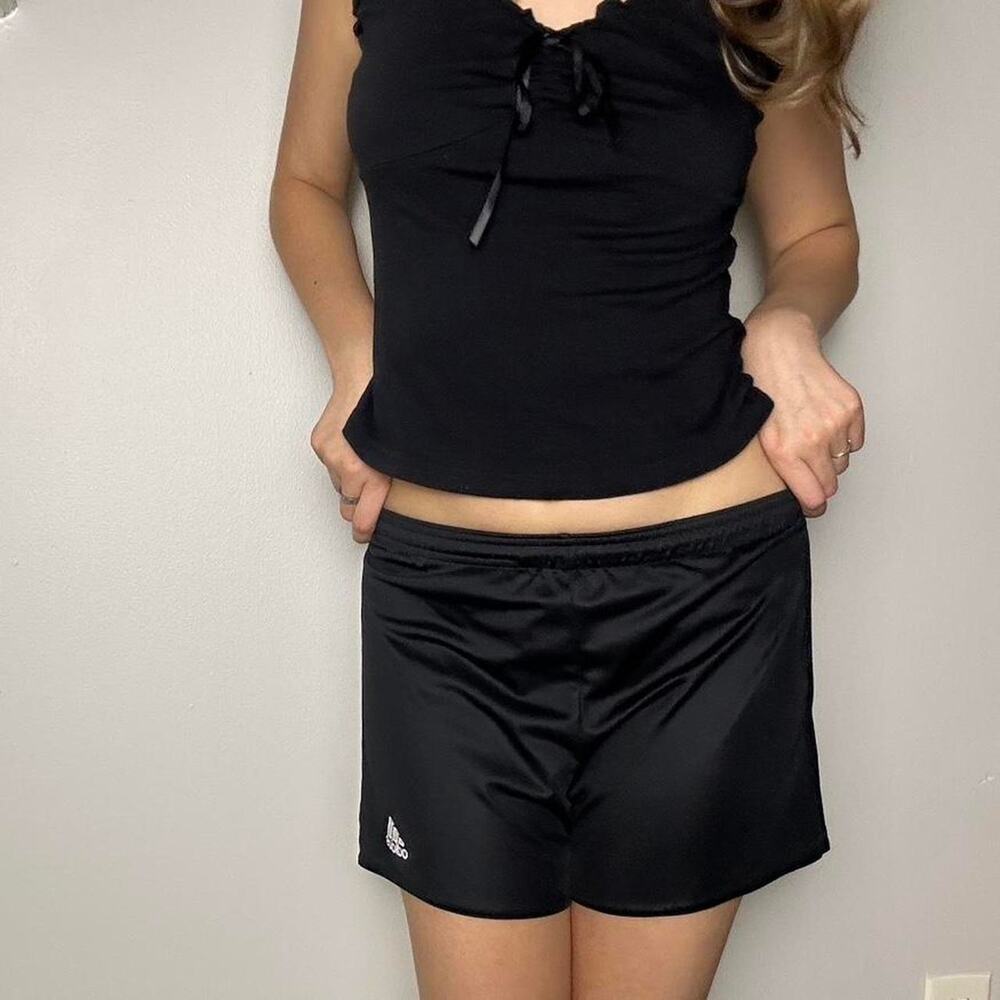 low rise adidas black sporty shorts